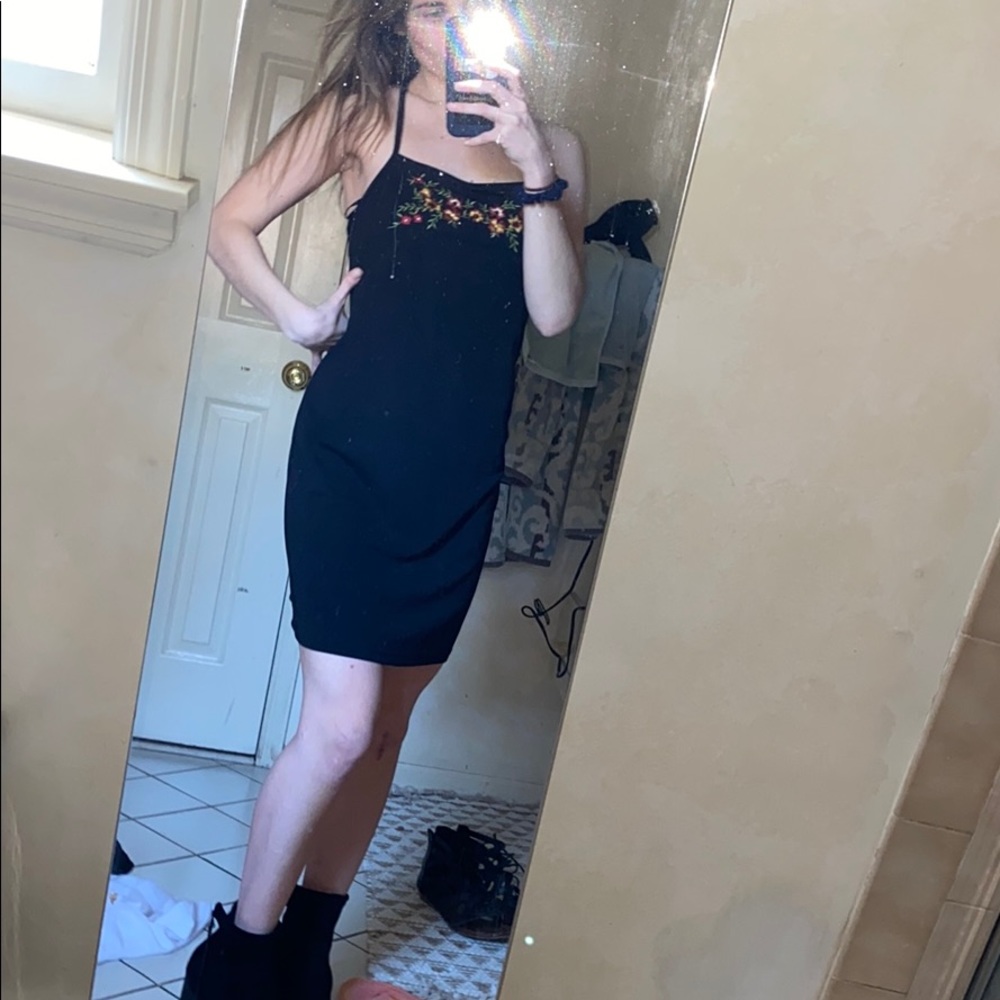 Black dress with floral print